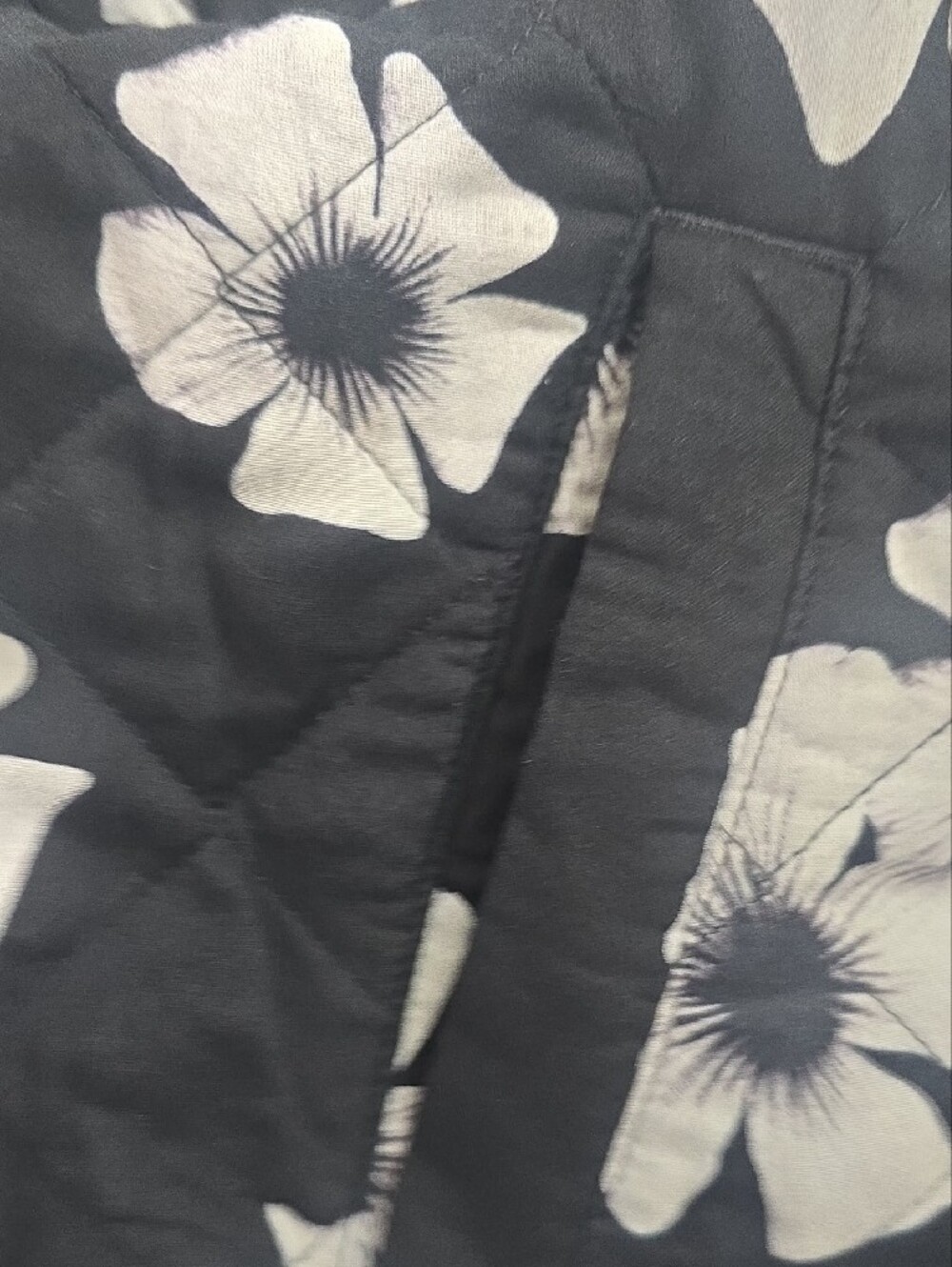 Scoop Black Quilted Puff Floral Button Jacket - White Flowers NwT Sz XXL - Picture 10 of 11